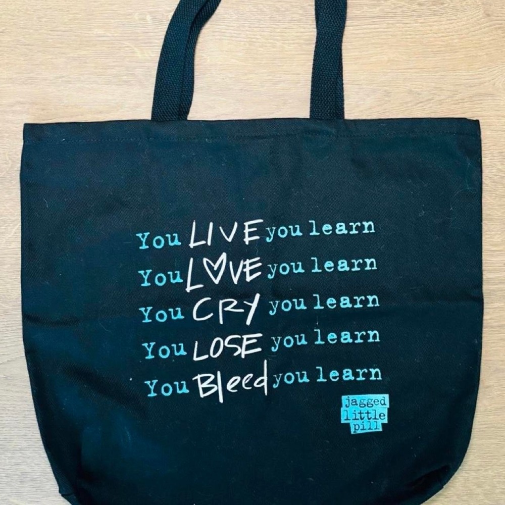 Alanis Morissette Jagged Little Pill Musical Tote Bag Black You Learn Broadway